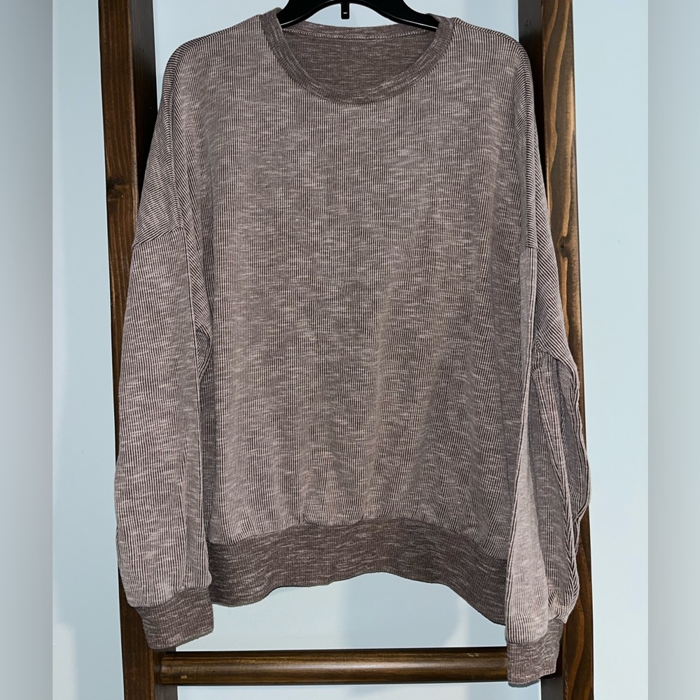brown sweatshirt